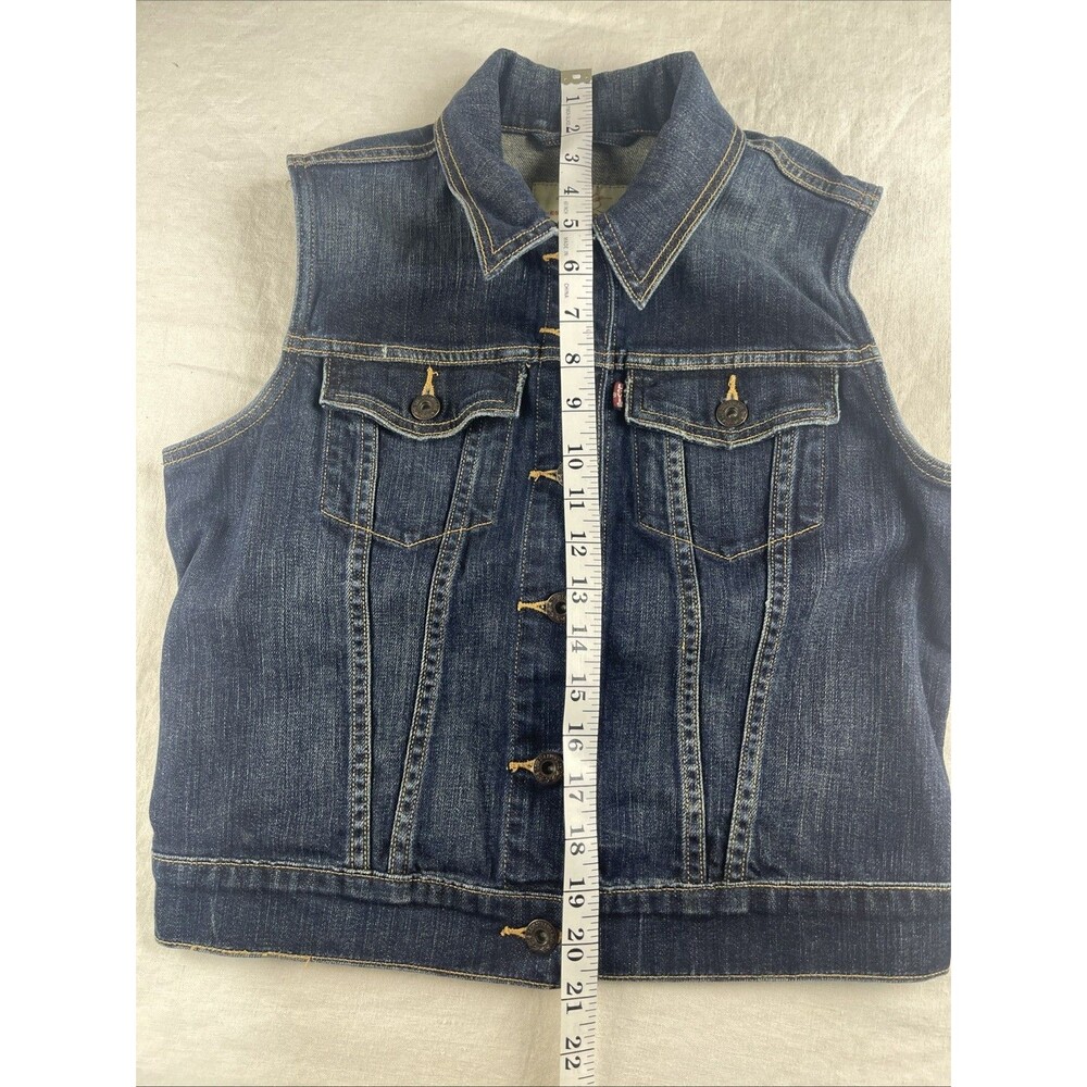 Levi’s Denim Vest Blue Sleeveless Classic Trucker Casual Womens Medium - Picture 6 of 11